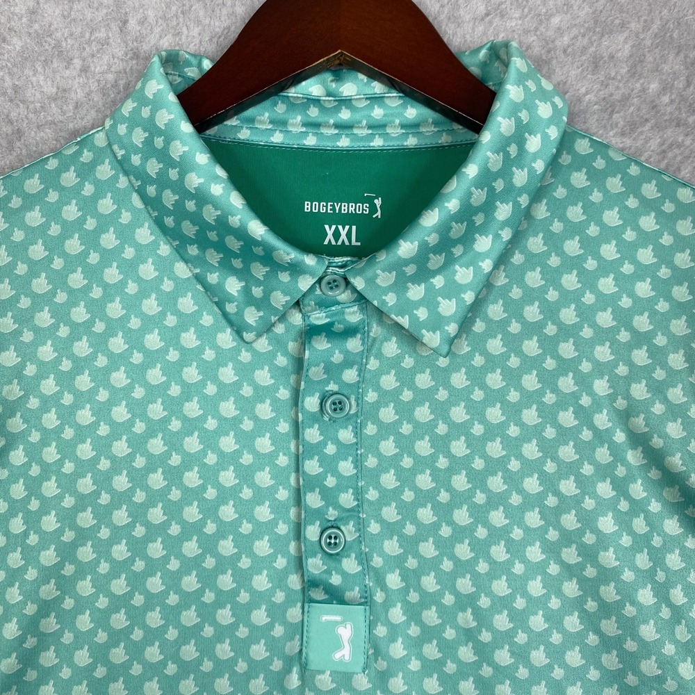 Bogey Bros Shirt Mens XXL Golf Birdie Finger All Over Print 2XL